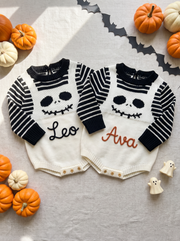Personalised Halloween Skull Knit Romper