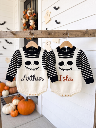 Personalised Halloween Skull Knit Romper