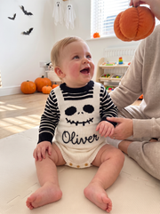 Personalised Halloween Skull Knit Romper