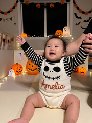 Personalised Halloween Skull Knit Romper