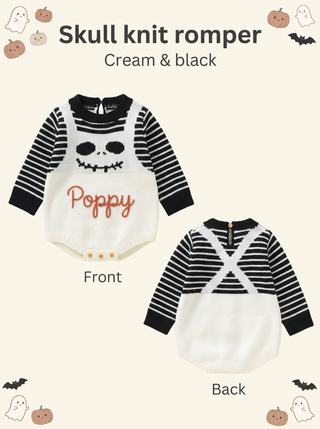 Personalised Halloween Skull Knit Romper