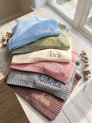 Personalised Embroidered Cotton Blanket