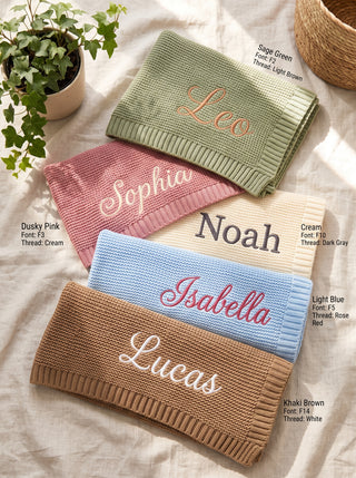 Personalised Embroidered Cotton Blanket