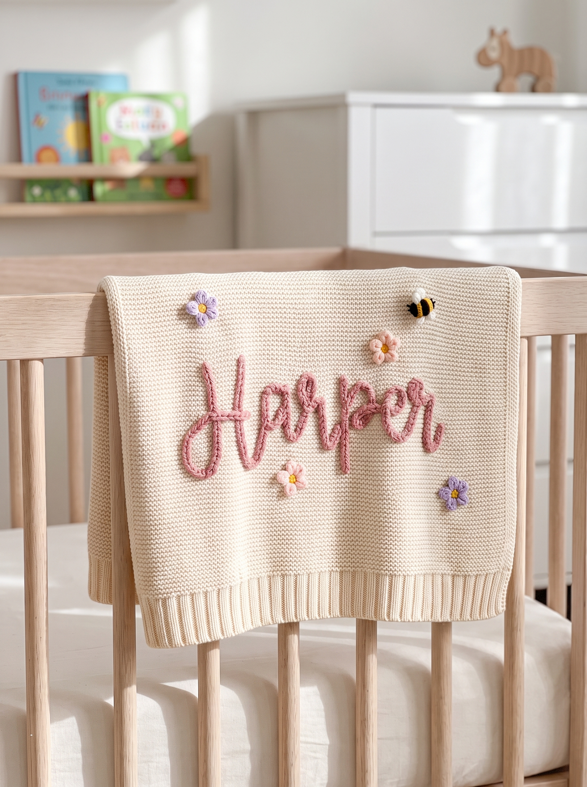Personalised Knitted Baby Blanket