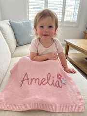 Personalised Knitted Baby Blanket