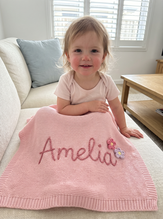 Personalised Knitted Baby Blanket